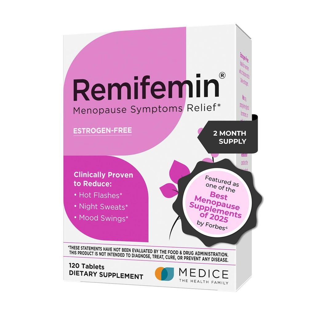 Remifemin Menopause Symptom Relief - Kliniskt beprövade ingredienser - Menopaus Supplements - Svart Cohosh - Östrogenfri - Tillverkad i Tyskland - 120 tabletter