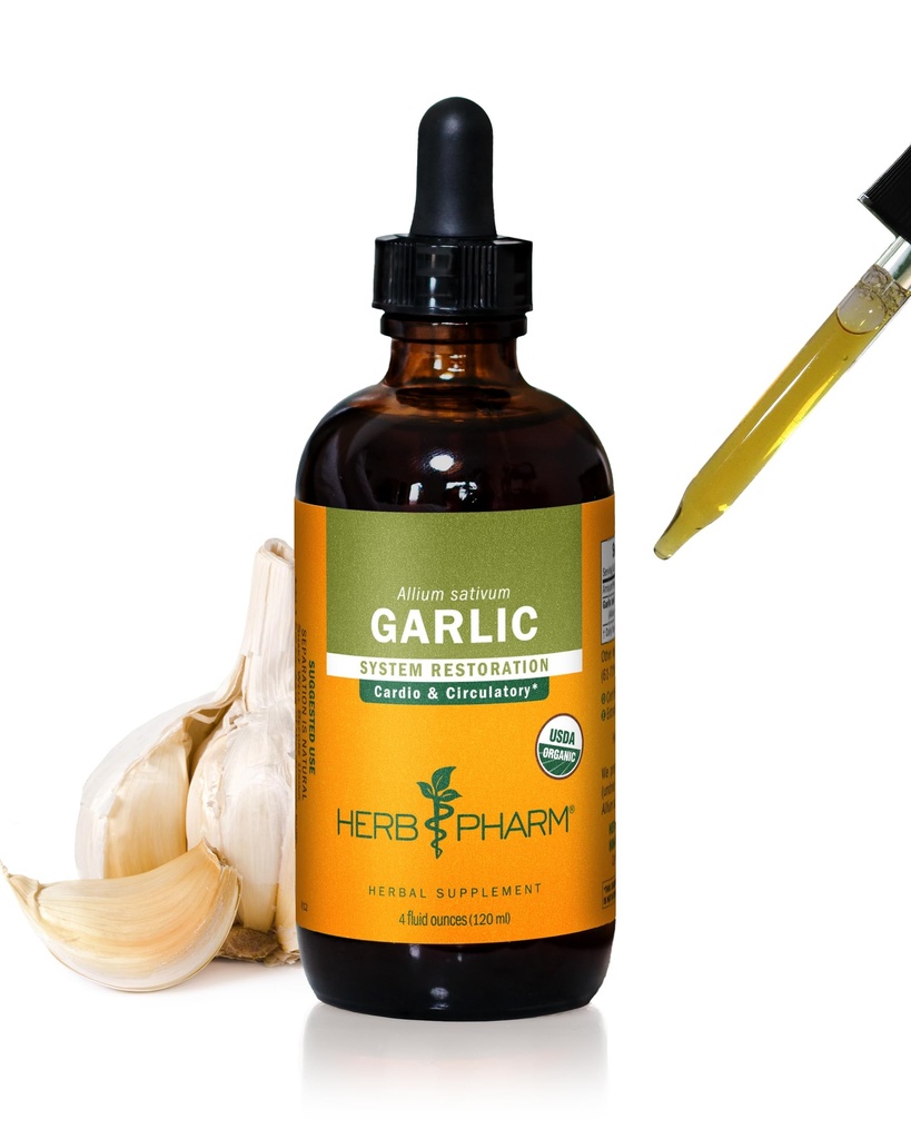 Herb Pharm certifierad organisk vitlök flytande extrakt för kardiovaskulär och cirkulationsstöd - 4 Ounce