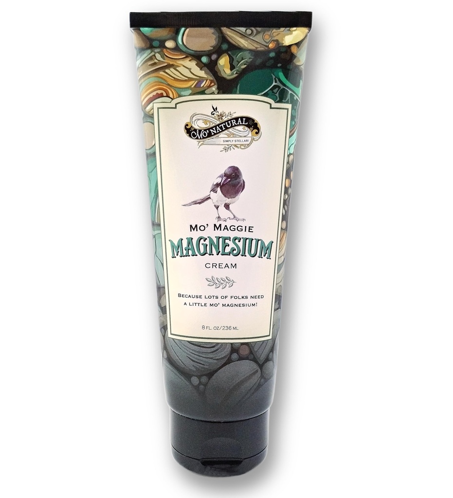 Mo' Maggie Topical Magnesium Cream | Högsta koncentrationen av Zechstein Magnesium | Organiska Opulent Oils & Shea Butter av Mo' Natural | 8 oz | Ny paketdesign | Samma formel