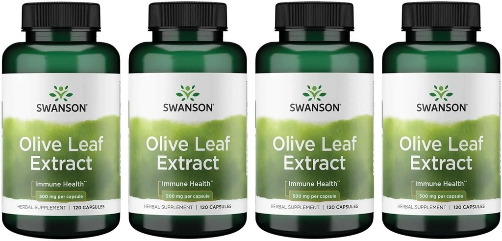 Swanson Olive Leaf Extract kapslar med 20% Oleuropein - (120 kapslar, 500 mg vardera) 4 flaskor