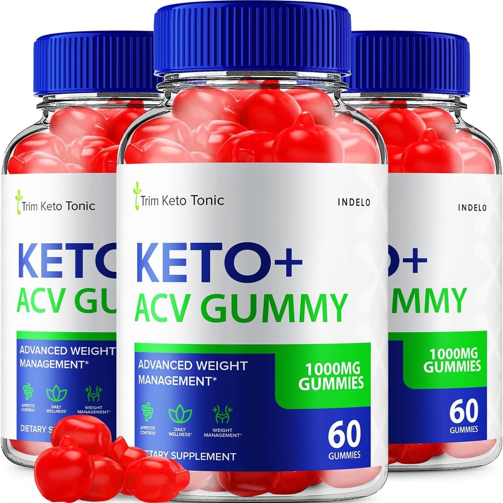 (3 Pack) Trim Keto Tonic Keto ACV Gummies, Trim Keto Gummies Weight Management Supplement, Trim Keto Tonic Reviews with Apple Cider Vinegar, Trim Keto Tonic Advanced ACV Gummies, B12 (180 Gummies)
