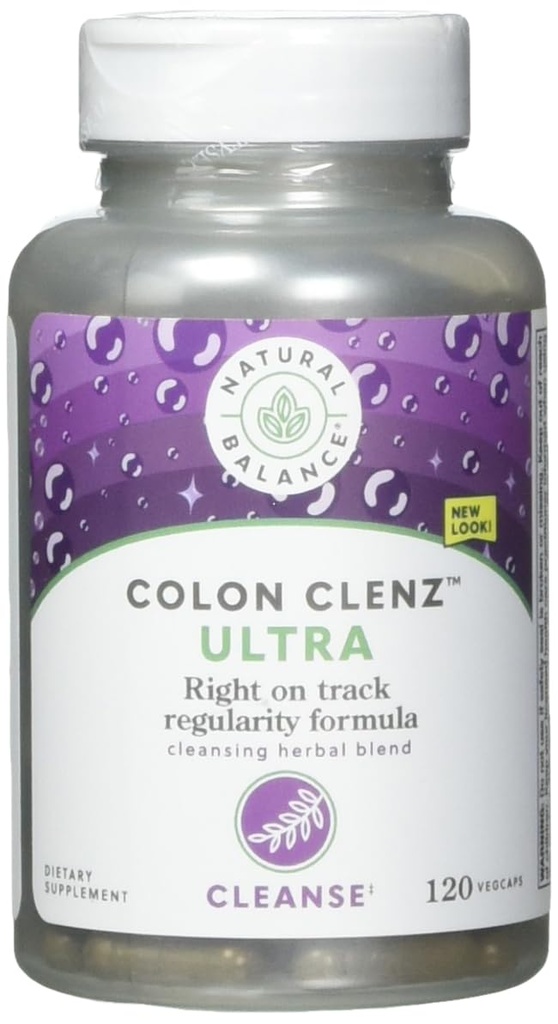 Natural Balance Ultra Colon Clenz | Herbal Colon Cleanse & Detox Supplement | Gentle & Dependable Overnight Formel | 120 Vegetariska kapslar