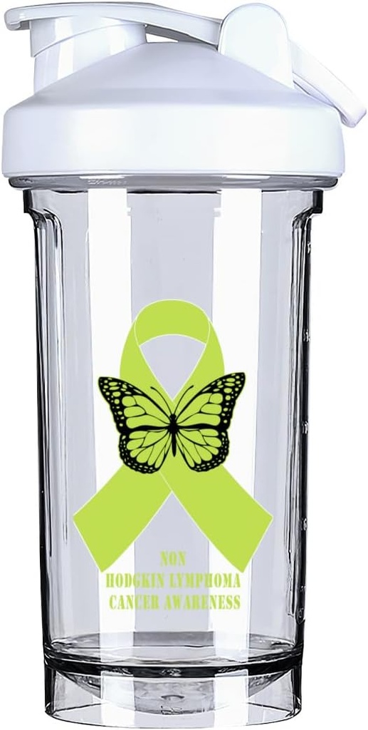 Non Hodgkin lymfom Cancer Awareness 18 Ounce Shaker Bottle Drink Mixer Leak-proof Pre Workout Protein Shakes Meal Replacement Shakes Bottles 500ML/18 Oz Vit vit