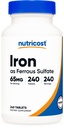 Nutricost Iron (Som Ferrous Sulfate) 65mg, 240 tabletter - Icke-GMO, Gluten Free