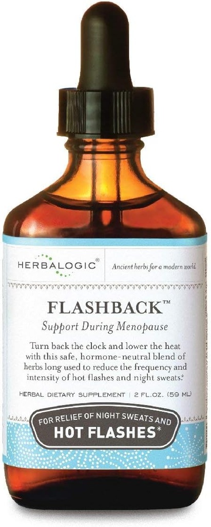 Herbalogic - Flashback Liquid Herb Drops - Natural Relief för Menopausal Hot Flashes, Night Sweats, Sleeplessness, Irritability & Mood Swings - 2 Fl. Oz.