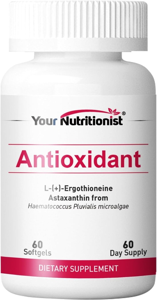 Antioxidant Softgel - Astaxanthin från Algae, Ergothioneine - 60 grejer, 60 dagars leverans