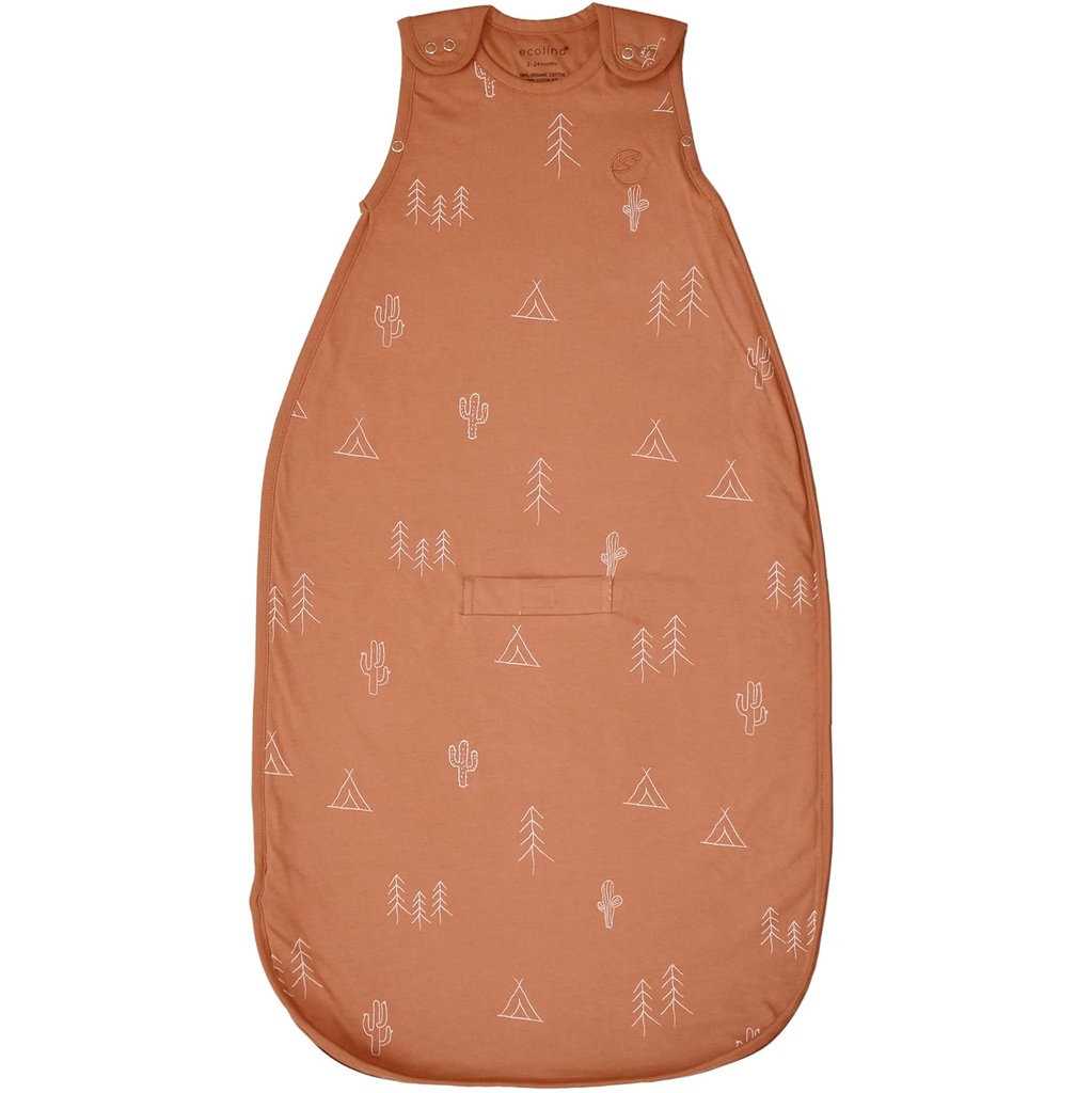 Ecolino Organic Cotton Baby Sleep Sack - 2-Way Zipper Baby Wearable Blanket - Spädbarn till småbarn sovsäck - 2 månader - 2 år - öken