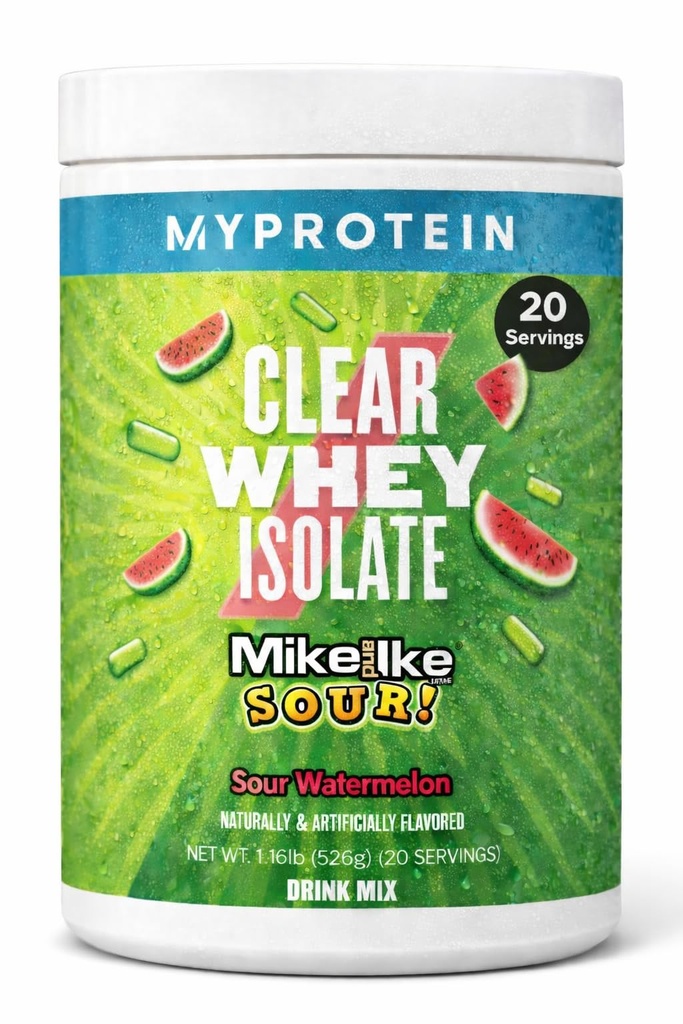Myprotein Clear Whey Isolate Protein Powder, 20 portioner (1.1lbs) Fruity Mike och IKE Sour Watermelon Drink Mix, 20g Protein per portion, Daily Drink för Superior Performance