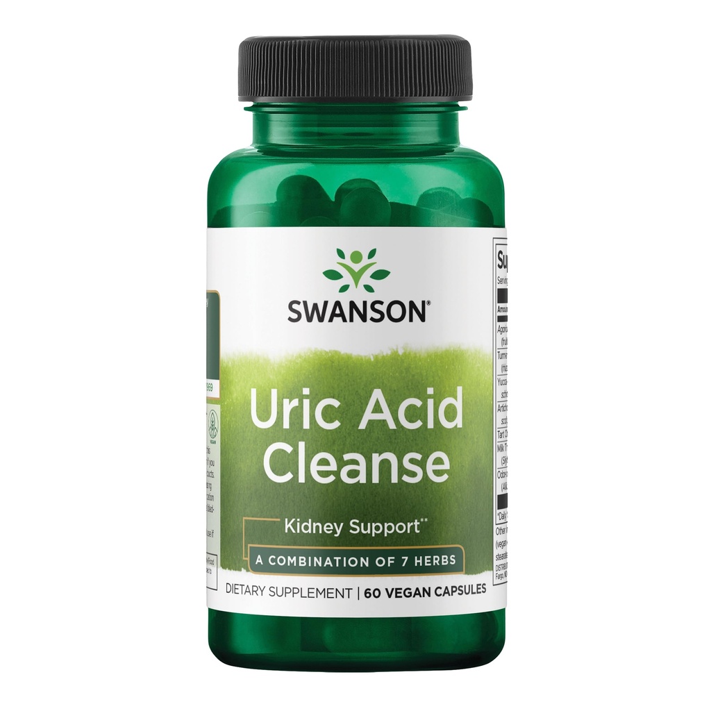 Swanson Uric Acid Cleanse - Natural Supplement Promoting Kidney Support - Features a Powerful Combination of 7 Herbs - (60 Veggie Capsules)