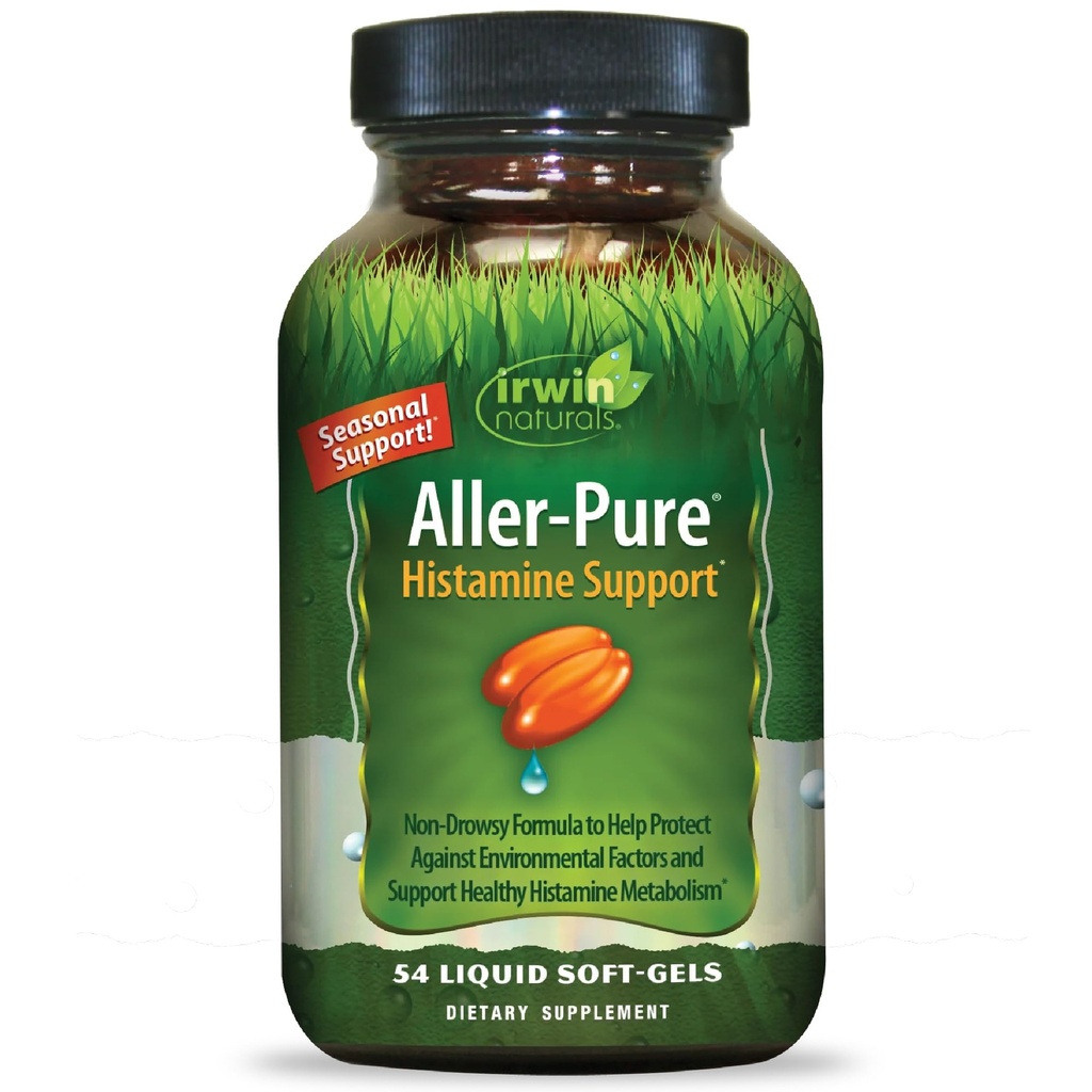 Irwin Naturals Aller-Pure - 54 Liquid Soft-Gels - Histamin Support med Quercetin, Luteolin & Rutin - Non-Drowsy Formel