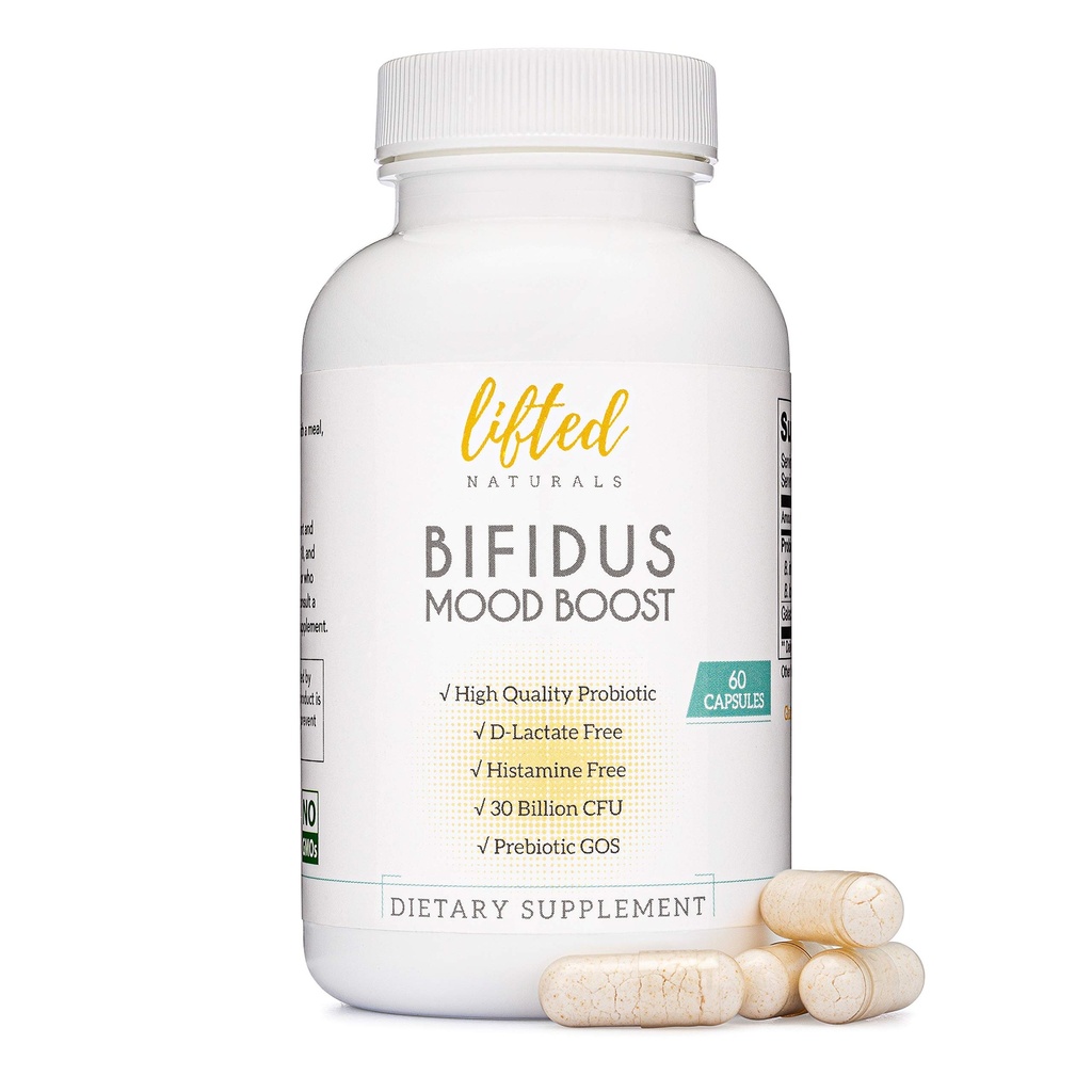 Probiotika 30 miljarder CFU - Bifidus Mood Support Supplement w/prebiotika & probiotika för kvinnor och män - Mood & Digestion Support- Histamine Free - Natural Mood Boost - 60 Days Supply, Non-GMO