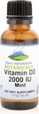 Pure Mountain Botanicals smaksatt vitamin D droppar - Mint smaksatt vätska vitamin D3-2000iu per portion - 1oz flaska