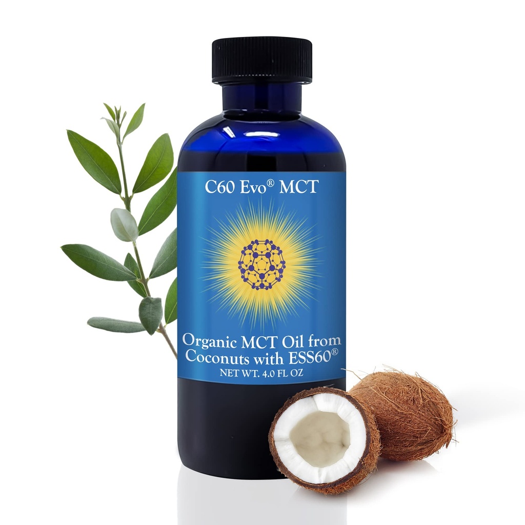 MCT Oil från Coconuts med C60 ESS60, Immune Support, Sleep Aid Rich i Antioxidanter, Flexibilitet och Joint Support Supplement, främjar MCT Wellness for Energy Boost (4 oz)