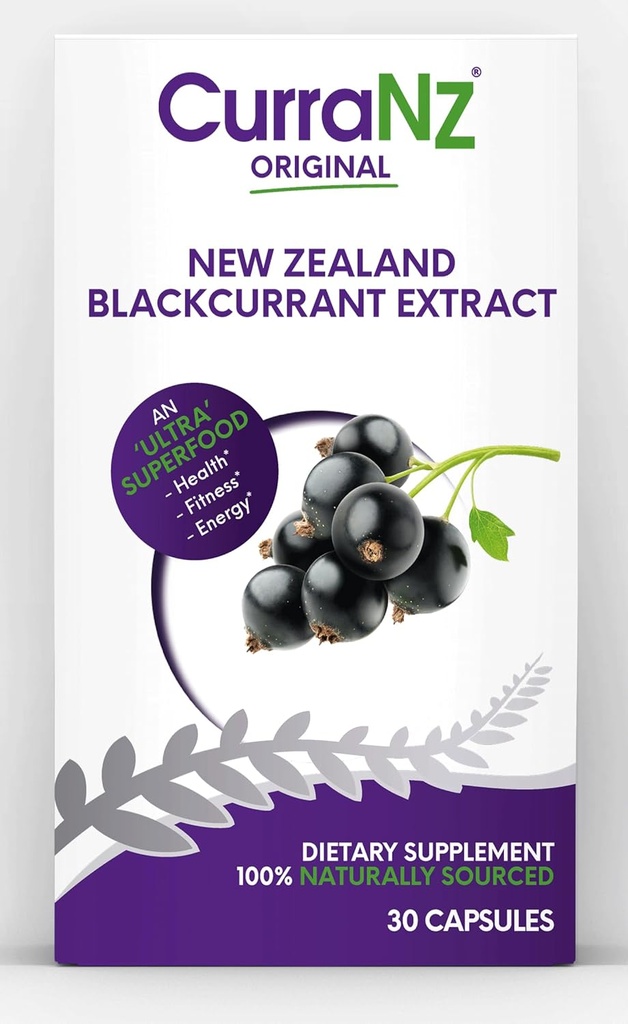 CURRANZ Nya Zeeland Blackcurrant Extract Sports Nutrition Capsules | Muscle Recovery | Endurance Performance | Pre eller Post Workout Supplement | Vegan & Caffeine Free (30 kapslar)