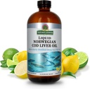 Nature's Answer Cod Liver Oil Liquid Supplement, 16-Fluid Ounces | Främjar ett hälsosamt hjärta & hjärna | Kognitivt och kardiovaskulärt stöd | Stor smak (Pack of 2)