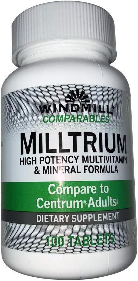 Windmill jämförbara Milltrium High Potency Multivitamin och Mineral Tablets 100 Ea (Pack of 2)