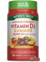 Naturens sannings vitamin D3 Gummies | 10000 IE | 70 greve | Peach Mango smak | Vegetarisk, icke-GMO & Gluten fri tillägg