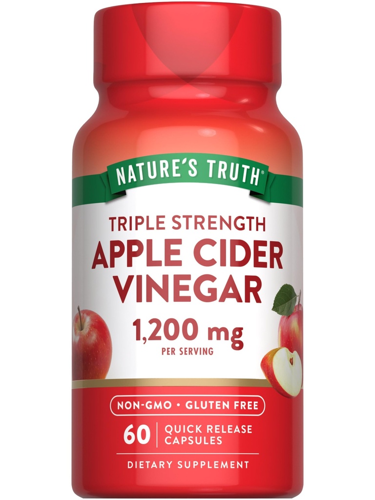 Naturens sanning Apple Cider Vinegar Capsules | 1200mg | Snabb frisättning piller | Icke-GMO & Gluten fri tillägg