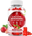 Kreatinmonohydrat Gummies för män och kvinnor, Chewables Creatine Monohydrate för muskelstyrka, muskelbyggare, energiboost, sockerfri, Vegan, jordgubbssmak-60 greve