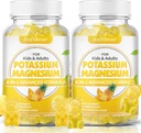 Softbear Potassium Gummies för vuxna, Sugar-Free Potassium Magnesium Supplement med vitamin B6 CoQ10 för muskelkramper Vegan Pineapple smak 120 Gummies