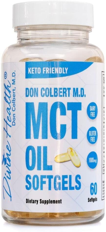 Dr. Colbert, MD MCT Oil Softgels | by Keto Zone & Divine Health | 1000mg from Organic Coconuts | 60 Softgels