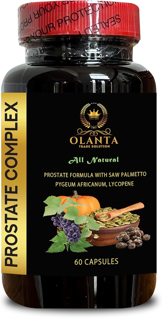 Prostata Komplex Allt Naturligt - Näringsstöd för Prostata, Naturprostata Kosttillskott för Män med Organisk Saw Palmetto Extract - 1 flaska 60 kapslar