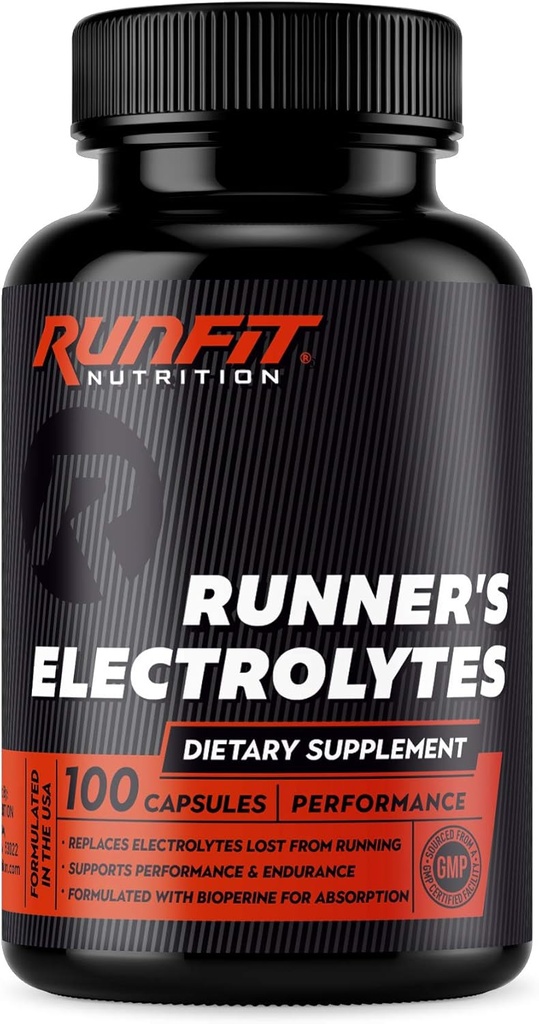 Runner's Electrolytes - Stop Cramps Now - ökar uthållighet och stoppar muskeltrötthet - Salt Electrolyte Pills - Boosts Hydration - återger exakta elektrolyter förlorade medan körning - 100 kapslar