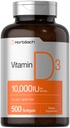 Horbäach Vitamin D3 10000 IE | 500 Softgels | Non-GMO, Gluten Free Supplement | Värde Storlek | 250mcg | Hög Potens Formel