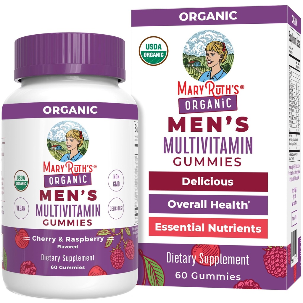 MaryRuth Organics Mens Vitamin Gummy | USDA | Vegan | Dagliga multivitaminer för immunstöd | Icke-GMO | Glutenfri | 60 greve