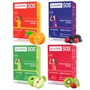 Glukos SOS-glukospaket med naturlig dextros, snabbabsorption som omedelbart löser sig i munnen utan vattenbehov, 4 smakvarianter 24 portioner