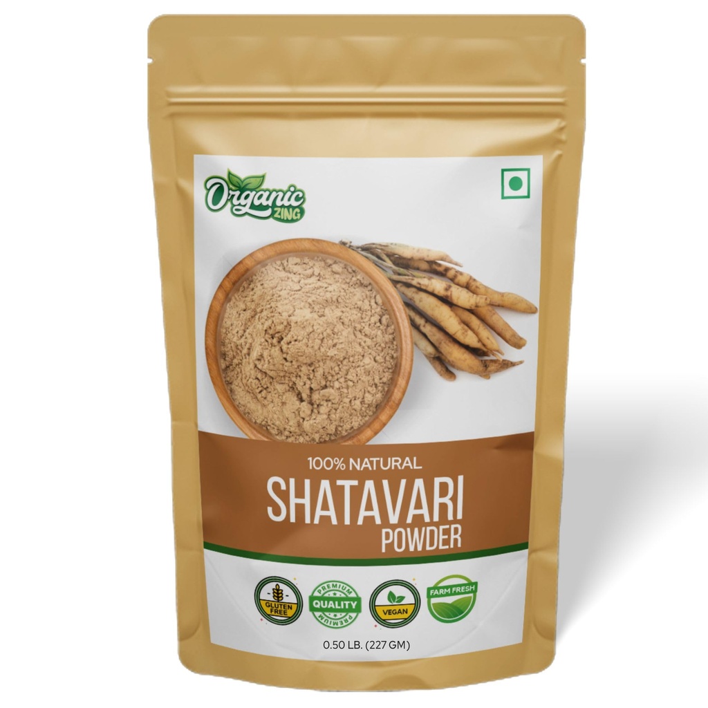 ORGANIC ZING Shatavari Powder Extract från Asparagus racemosus fördelaktigt för kvinnors hälsa - 8 oz (227 gm) Pack av 1
