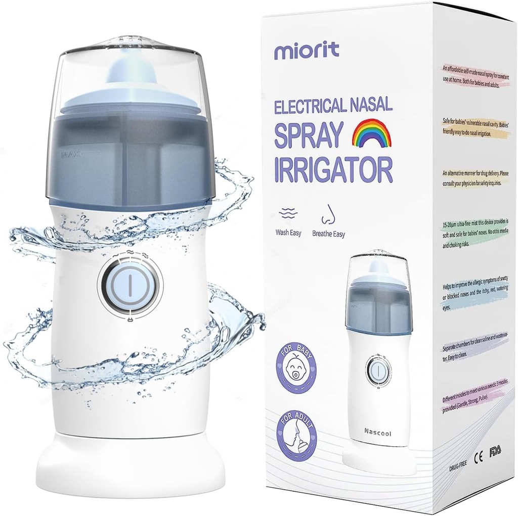 Nasal Irrigator med Gental Spray - Ultra Fine Mist - Bevattning för Sinus Relief - Nose Cleaner Aspirator System - Vattentät