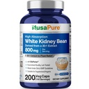 NusaPure White Kidney Beans 30:1 Extract, 800 mg Equivalent till 24,000 mg 200 Vegan Capsules - Bioperine - (Vegan, Non-GMO)