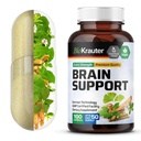 BIO KRAUTER Brain Support Supplement - 100 greve - 1300 mg Blandning av Ashwagandha, Panax Ginseng och Ginkgo Biloba - Vegan, inga fillers