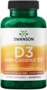 Swanson High Potency Vitamin D-3 w / kokosnöt - Naturligt tillskott som främjar benhälsa och immunsystemsupport - kan hjälpa till att öka kalciumabsorption - (60 Softgels, 125mcg varje)