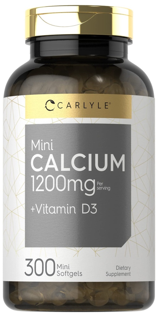 Carlyle Calcium 1200 mg med vitamin D3 | 300 Softgels | Non-GMO och Gluten fri tillägg