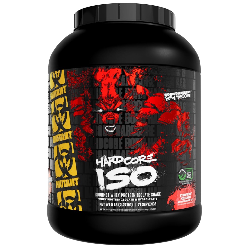 Mutant ISO Surge Whey Protein Isolate Powder Acts snabbt för att hjälpa till att återställa, bygga muskler, bulk och styrka, 5 lb - jordgubbsmjölkshake