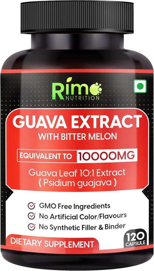 Guava Leaf Extract med Bitter Melon 120 Veg Capsules 1000 mg Per Servering (120 kapslar, Guava)