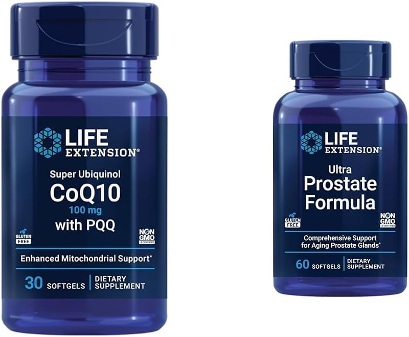 Life Extension Super Ubiquinol CoQ10 with PQQ, CoQ10, PQQ & Ultra Prostate Formula, Saw Palmetto for Men, pygeum