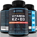 K2 D3 Vitamin Supplement 5000 Iu - för friskare ben, blod, hjärta och bättre immunitet - Förbättrad kalciumabsorption med bioperin - 100% naturlig och allergenfri - vitamin D3 K2 Mk7 5000 Iu