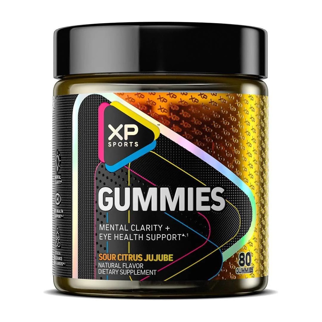 Performance Sports Gummies - Mental Clarity & Eye Health Support, Sour Citrus Jujube Flavor, kognitiv fokus & Vision Care Supplement, 80 Gummies
