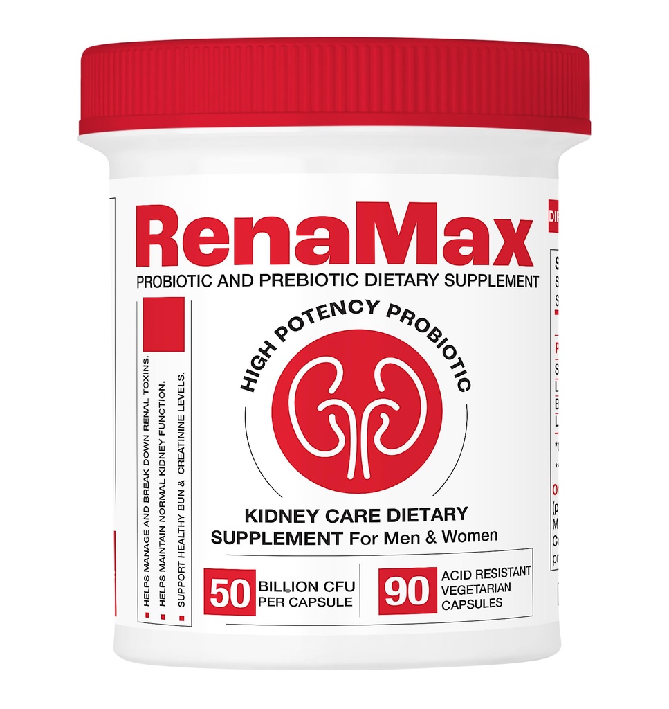 Capsule Kidney Restores & Kidney Care Supplement - Probiotic & Prebiotic Supplement för att stödja normal njurfunktion - 50 miljarder CFU per Capsule - Made in U.S.A (90 Caps (1 Pack)