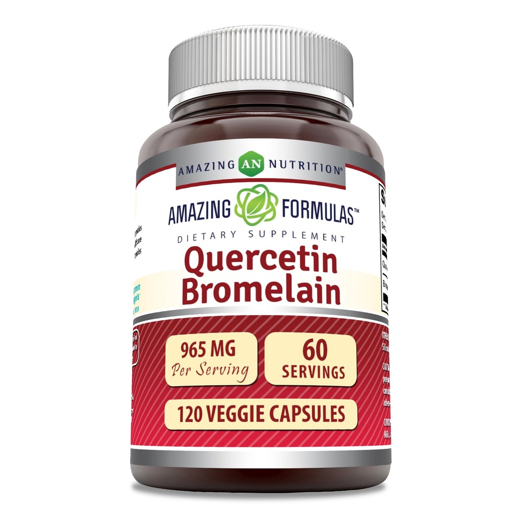 Fantastiska formler Quercetin 800mg med Bromelain 165mg, 120 Veggie Capsules Supplement | Icke-GMO | Gluten Free | Made in USA
