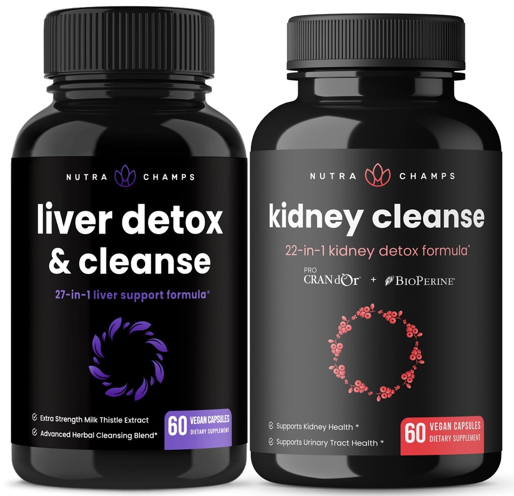NutraChamps Liver Cleanse Capsules och Kidney Cleanse Capsules 2 Pack Bundle