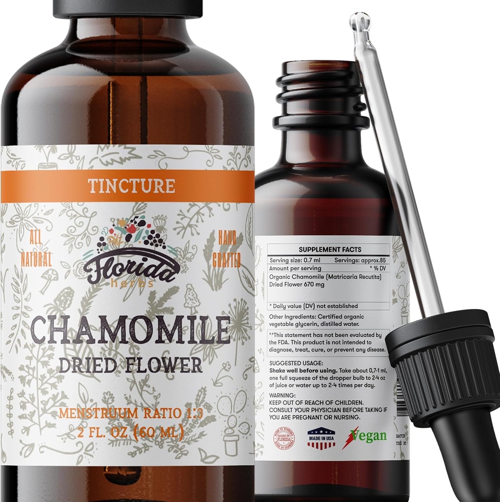 Chamomile Tincture, Organic Chamomile Extract (Matricaria Recutita) Blommor