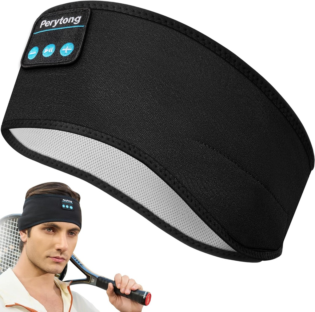 Perytong Sleep Headphones Wireless, Bluetooth Sports Headband Headphones med Ultra-Thin HD Stereo högtalare, Unisex, Perfekt för att sova,Workout,Jogging, Yoga, Insomnia, Air Travel, Meditation