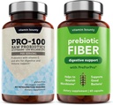 Vitamin Bounty Pro-100 Probiotics & Prebiotic Fiber Bundle: Ultimate Gut Health Support med 13 Strains, 100 miljarder CFUs, Zink & Vitamin C, Försenade Release Capsules - 90 kapslar