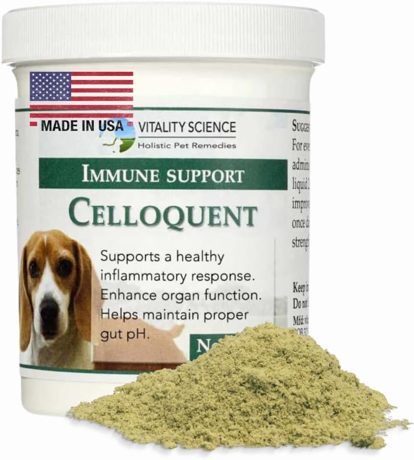 Vitality Science Celloquent för hundar | Förbättrad immunstöd | Upprätthåller korrekt Gut pH | Boosts Organ Function | Hjälper Avgiftning & Hälsosamt Inflammatoriskt svar | 100% Säker och naturlig (220g)