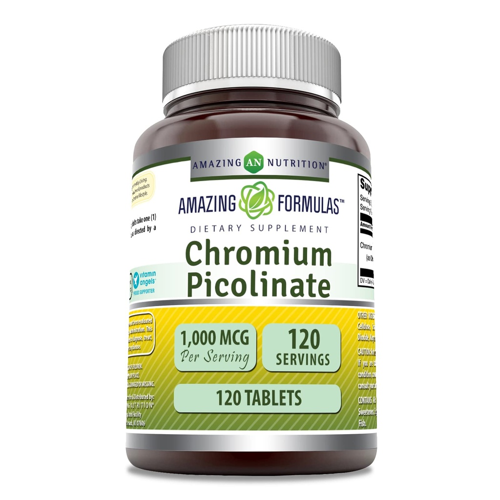 Fantastiska formler Chromium Picolinate Supplement | 1000 Mcg | 120 tabletter | Icke-GMO | Glutenfri | Tillverkad i USA