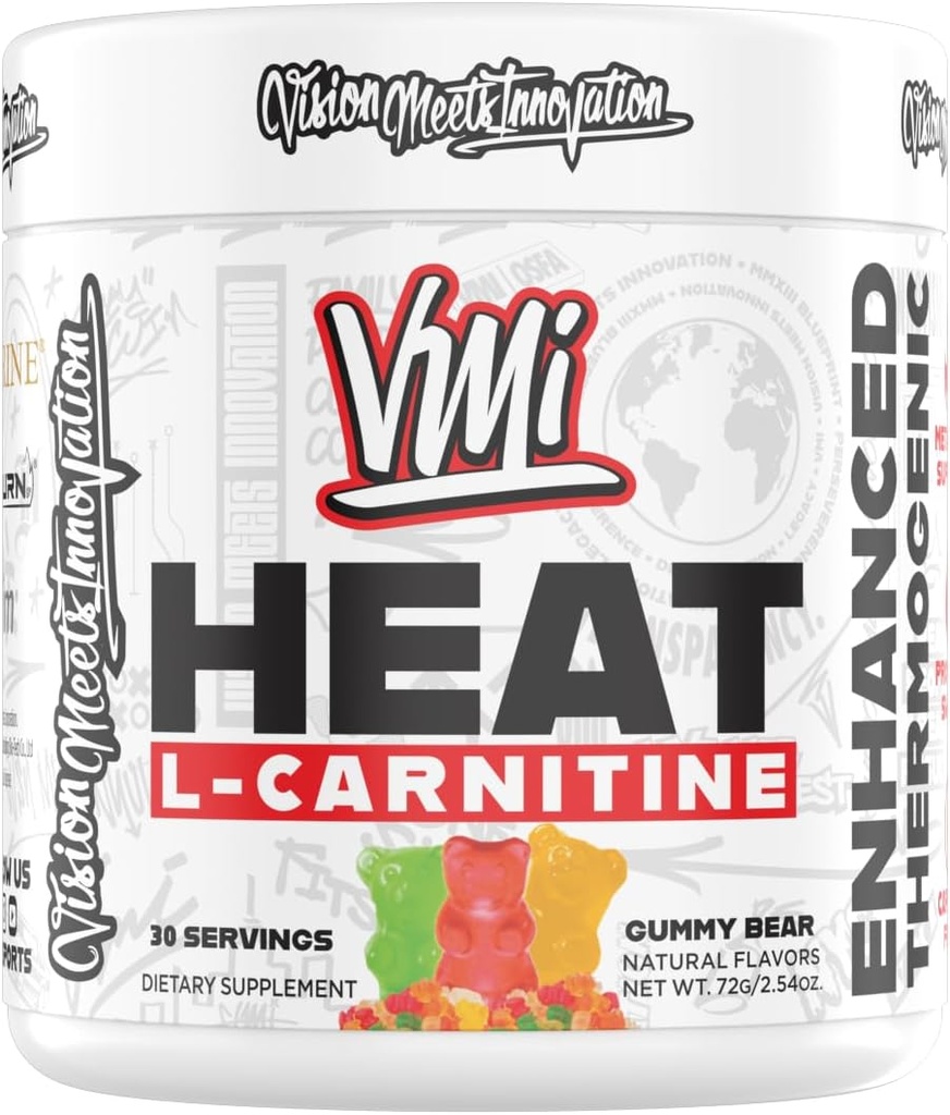 Värme L-karnitinpulver Förbättrad termogen | 1500 mg L-karnitin | Maximal Absorption Formel | Stor smak för män och kvinnor | 30 portioner (30 Servering, Gummy Bear)